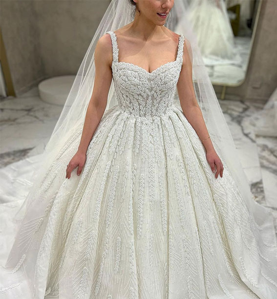 50 Wedding Dresses with Breathtaking Details : Vine Strap Ball Gown