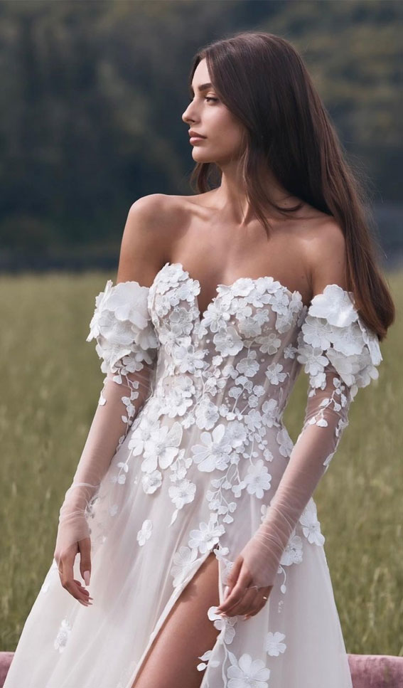 50 Wedding Dresses with Breathtaking Details : 3D Floral Applique