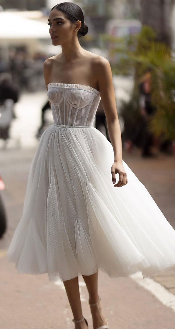 tea length wedding dress, beautiful wedding dress, wedding dresses 2022, off the shoulder wedding dress