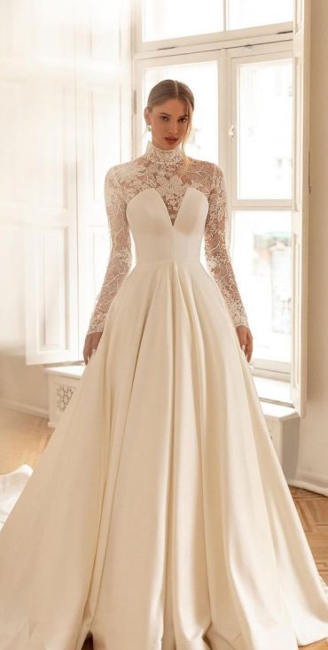 50 Gorgeous Wedding Dresses for 2022 : Lace Long Sleeve + Simple A Line ...