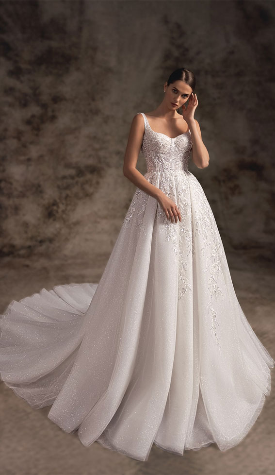 50 Gorgeous Wedding Dresses for 2022 : A-line with soft sweetheart neckline