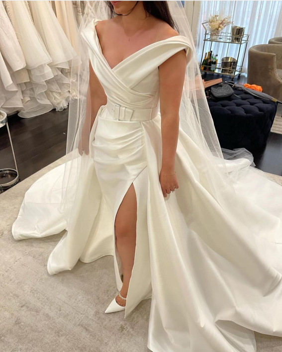 50 Breathtaking Wedding Dresses in 2022 : Off The Shoulder Elegant Wedding Dress
