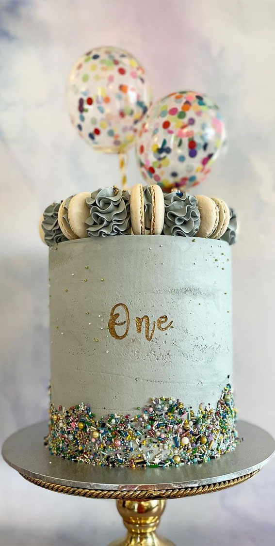 40 Cute First Birthday Cakes in 2022 : Sage Birthday Cake