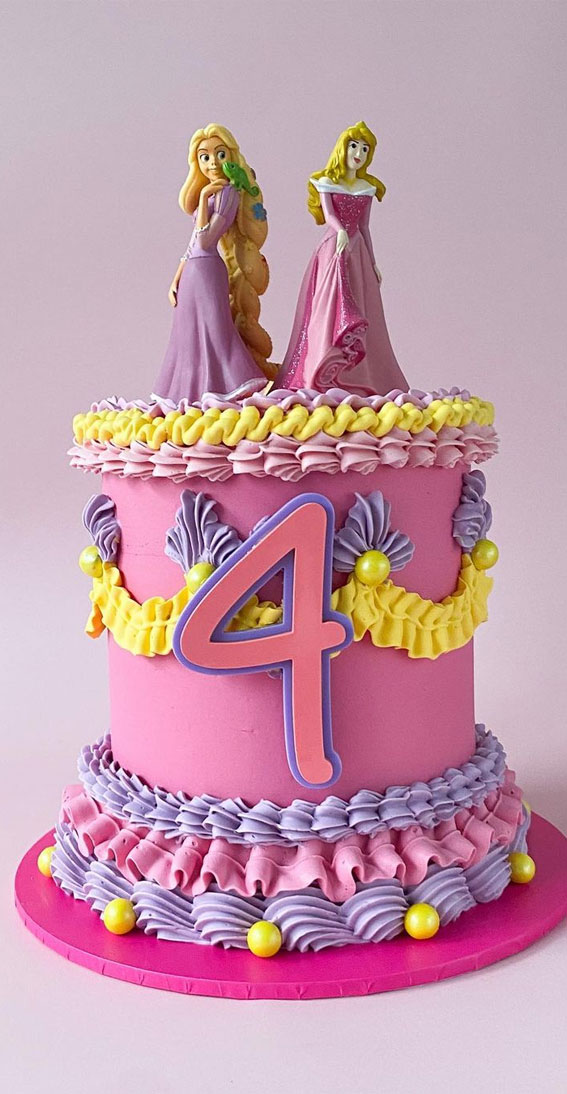40 Best Lambeth Cake Ideas : Pink and Yellow Princess Cake