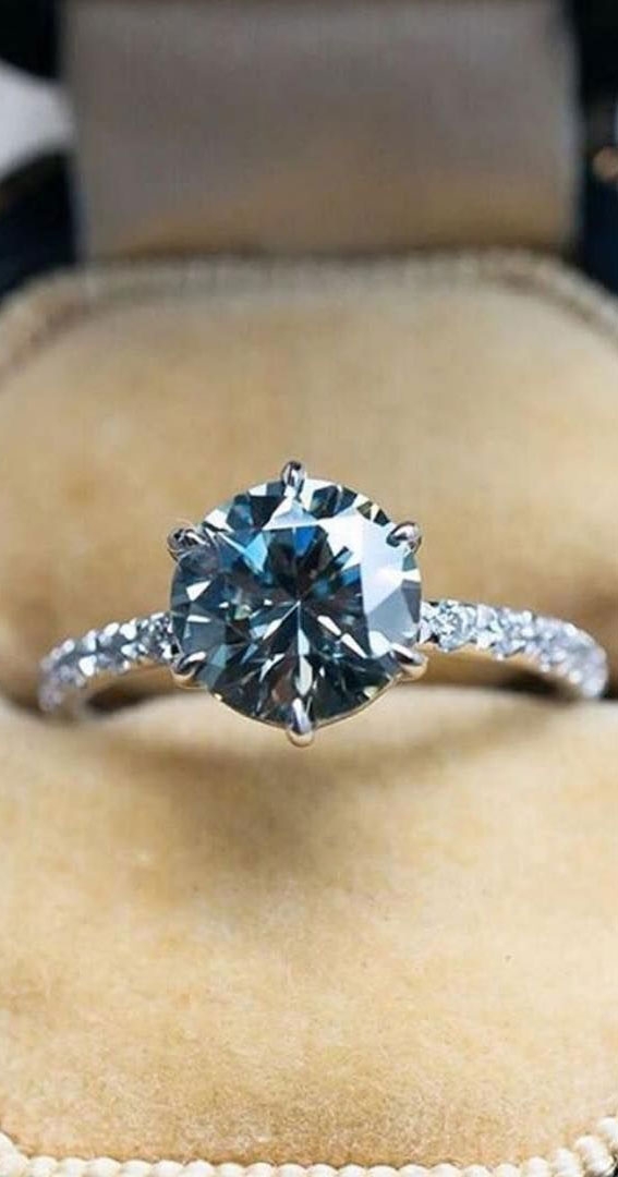 50 Stunning Engagement Rings in 2022 : Sapphire Blue Round Cut Solitaire