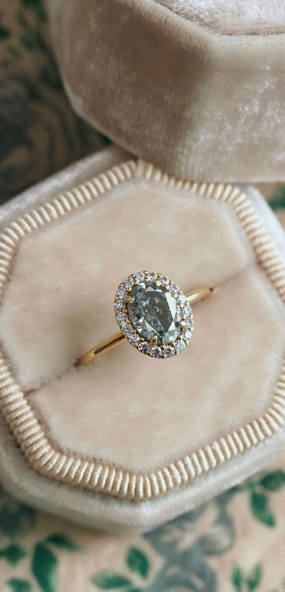 50 Stunning Engagement Rings in 2022 : Grey Moissanite Oval Cut