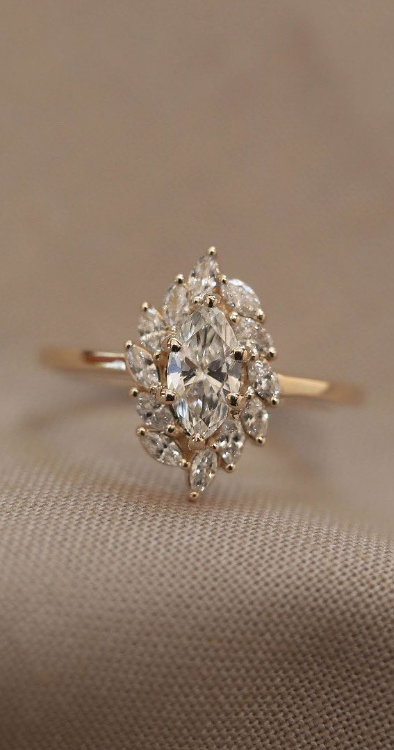 50 Stunning Engagement Rings in 2022 : Cascading Halo