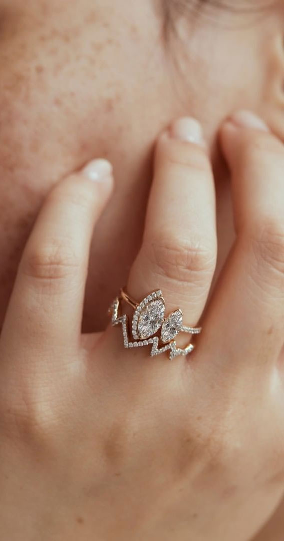 50 Stunning Engagement Rings in 2022 : Two incredible marquise diamonds