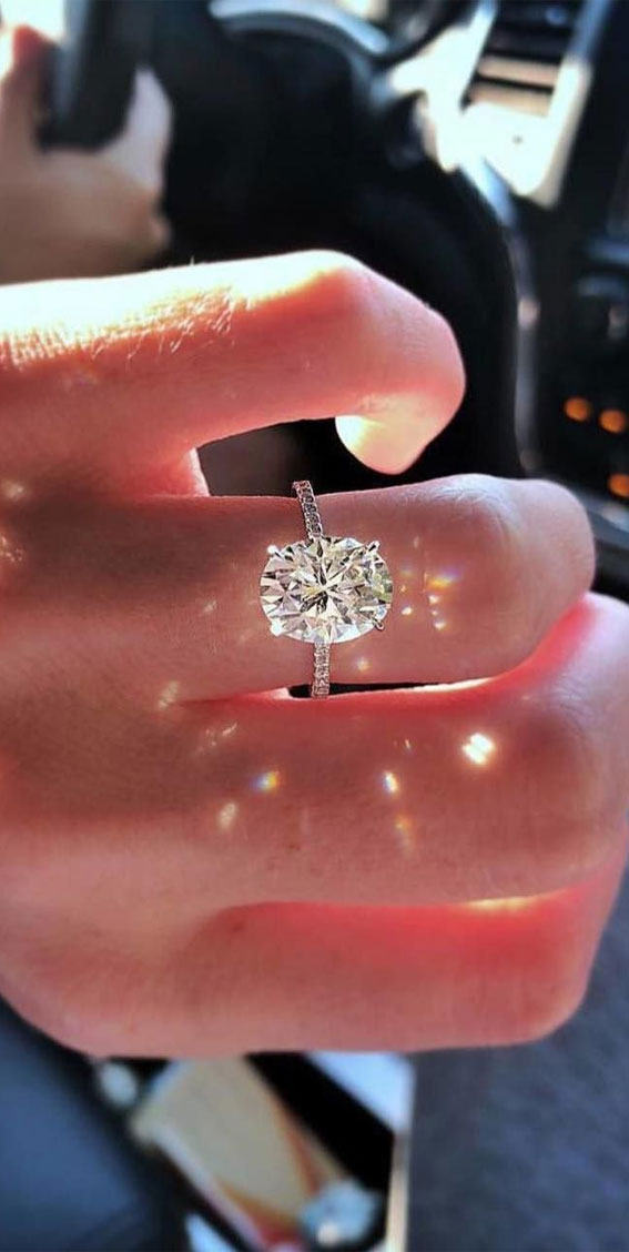 50 Stunning Engagement Rings in 2022 : Oval Solitaire Diamond Ring