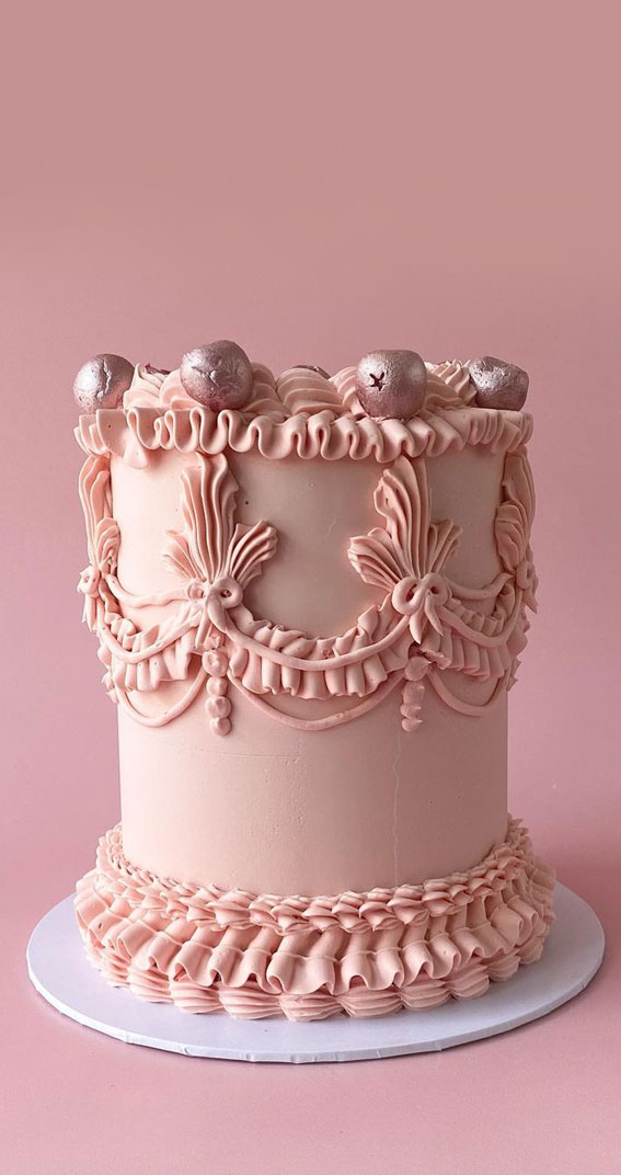40 Best Lambeth Cake Ideas : Pink Lambeth Buttercream Cake