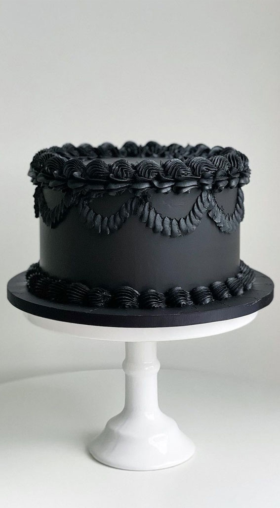 black buttercream cake, black lambeth cake, birthday cake ideas, cake ideas for birthday, buttercream cake ideas, lambeth cake piping, modern lambeth cake, simple lambeth cake, lambeth wedding cake, lambeth design, lambeth buttercream cake, vintage lambeth cake, vintage buttercream cake