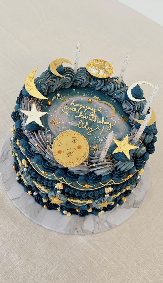 40 Best Lambeth Cake Ideas : Magic Blue Buttercream