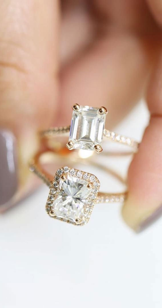 50 Stunning Engagement Rings in 2022 : Emerald Cut & Halo Beauty