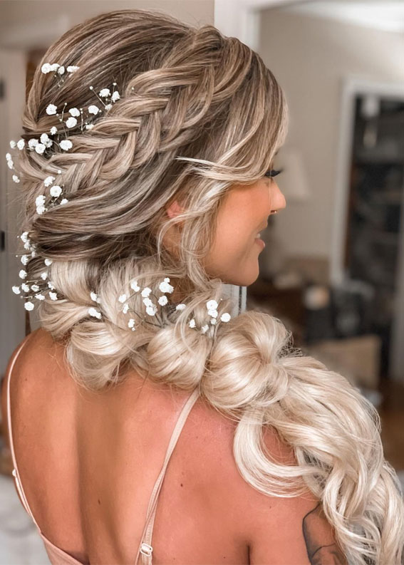 57 Different Wedding Hairstyles For Any Length : Fishtail + Chunky Boho  Braid