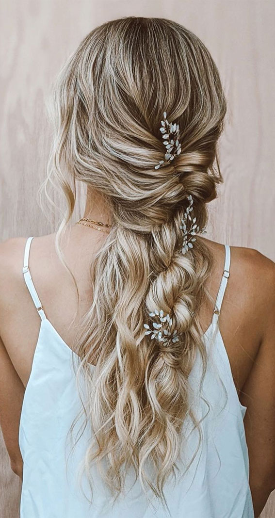 57 Different Wedding Hairstyles For Any Length : Twist + Reverse Braid + Half  Up