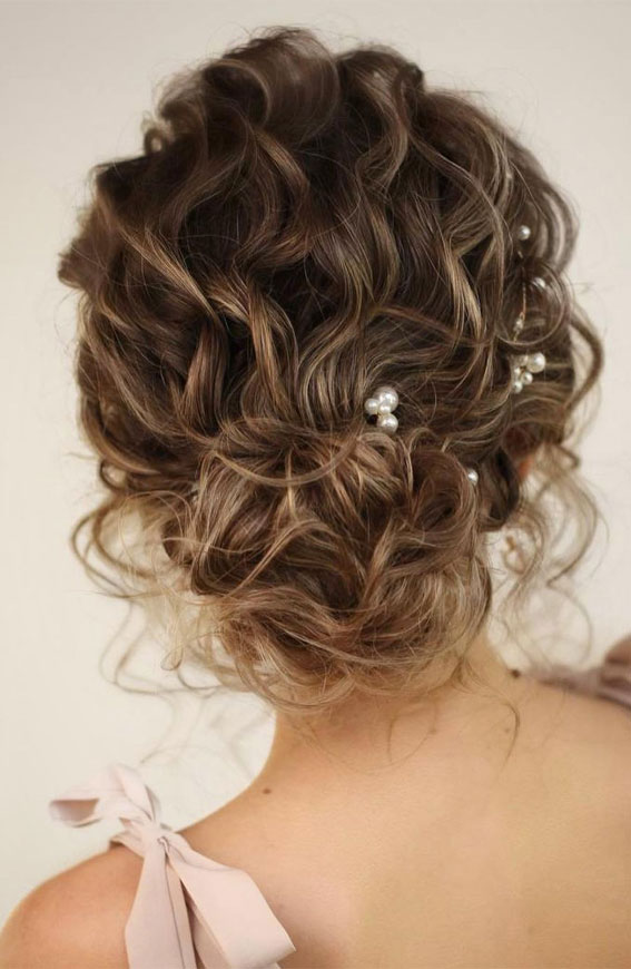 57 Different Wedding Hairstyles For Any Length : Chic Curly Hair Updo