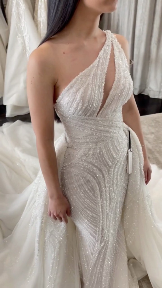 50 Breathtaking Wedding Dresses in 2022 : One Shoulder Wedding Dress