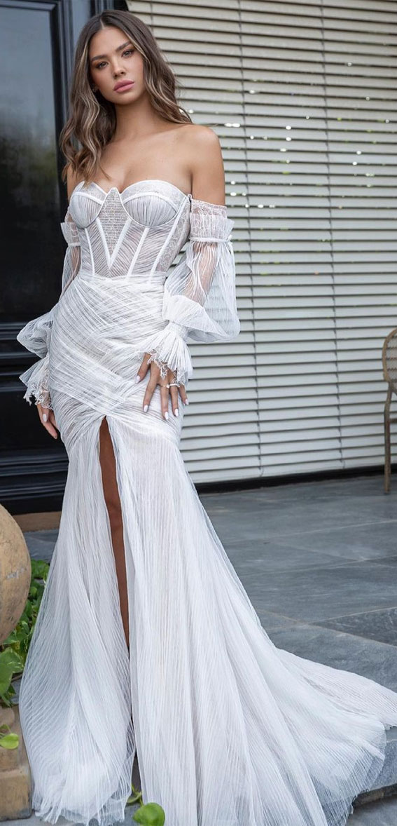 50 Breathtaking Wedding Dresses in 2022 : Sexy Strapless Mermaid Wedding Dress