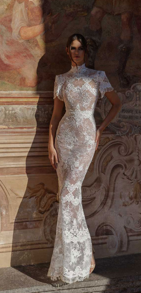 50 Breathtaking Wedding Dresses in 2022 : Short Sleeve Bohemian Wedding Dress