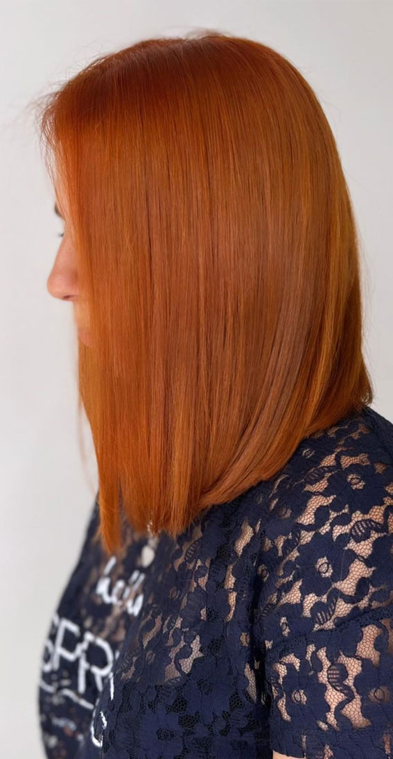 35 Copper Hair Colour Ideas & Hairstyles : Ombre Lob Hairstyle
