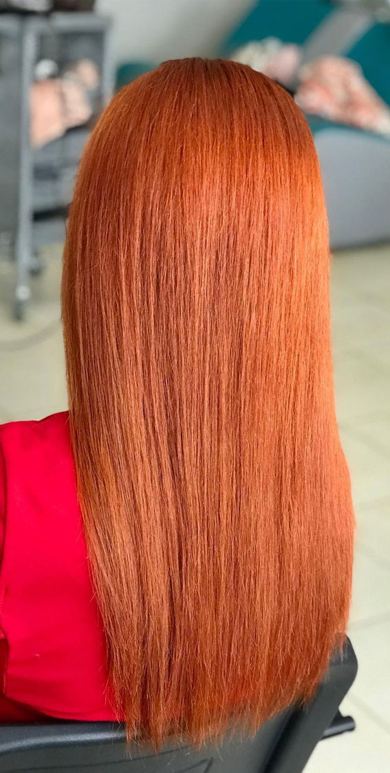 35 Copper Hair Colour Ideas & Hairstyles : Charming Copper Long Hair