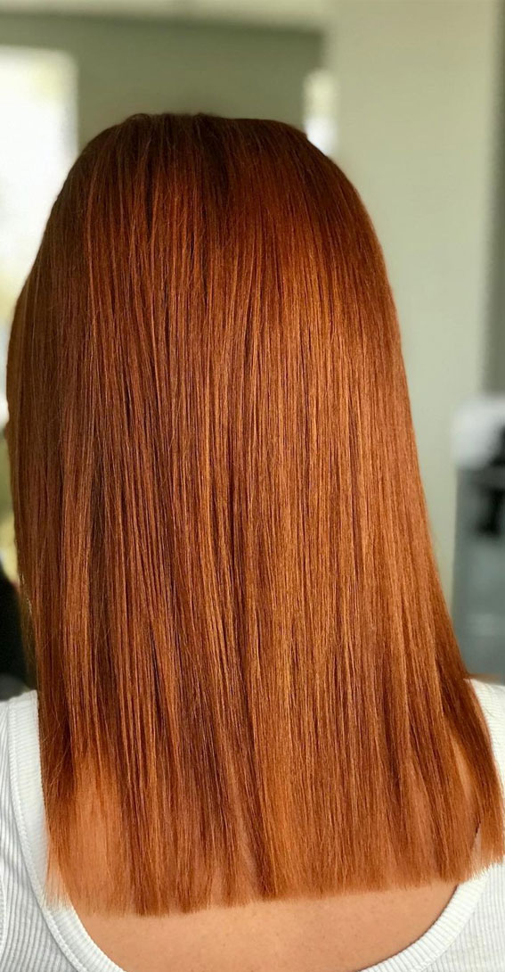 35 Copper Hair Colour Ideas & Hairstyles : Copper Brown Straight Hair