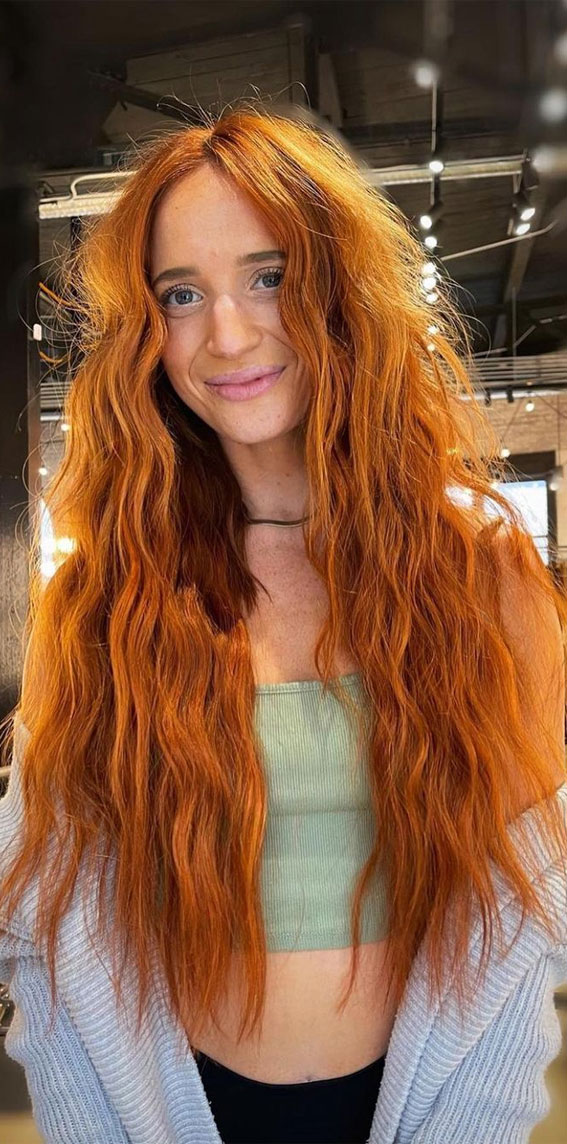 35 Copper Hair Colour Ideas & Hairstyles : Copper Ginger Mermaid Style