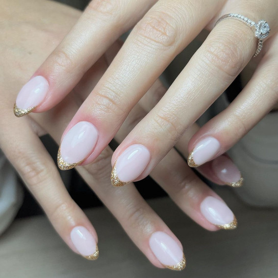 70+ Wedding Nails For Brides : French Glitter Tip Nails