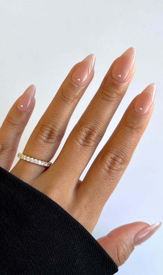 70+ Wedding Nails For Brides : Barely There Nails with Pearl Accents