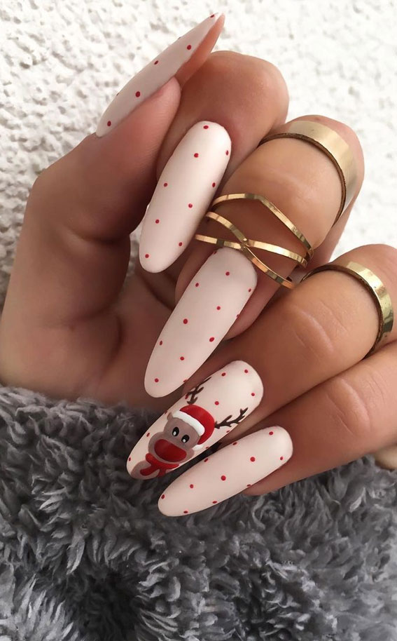 50+ Best Festive Christmas Nails : Rudolph Red Nose