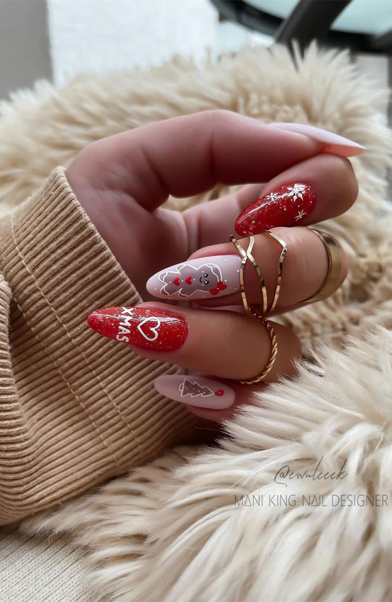 festive christmas nails, Christmas nails 2022, Christmas nails design, Christmas nails simple, snowflake nails, christmas nails french tip, christmas nails white, christmas nails green, christmas nails long, red christmas nails