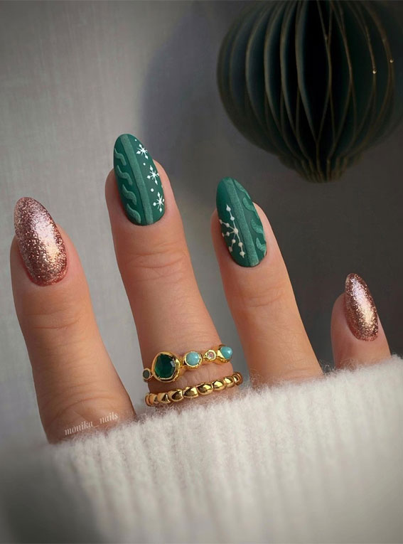 Medium Length Almond Press on Nails with Glitter Sequins,French Green  Acrylic Nails Press on,Fake Nails With Nail Glue Artificial Glue on Nails  Extra Long with Designs,Nude Pink Coffin Fake Nails - Walmart.com