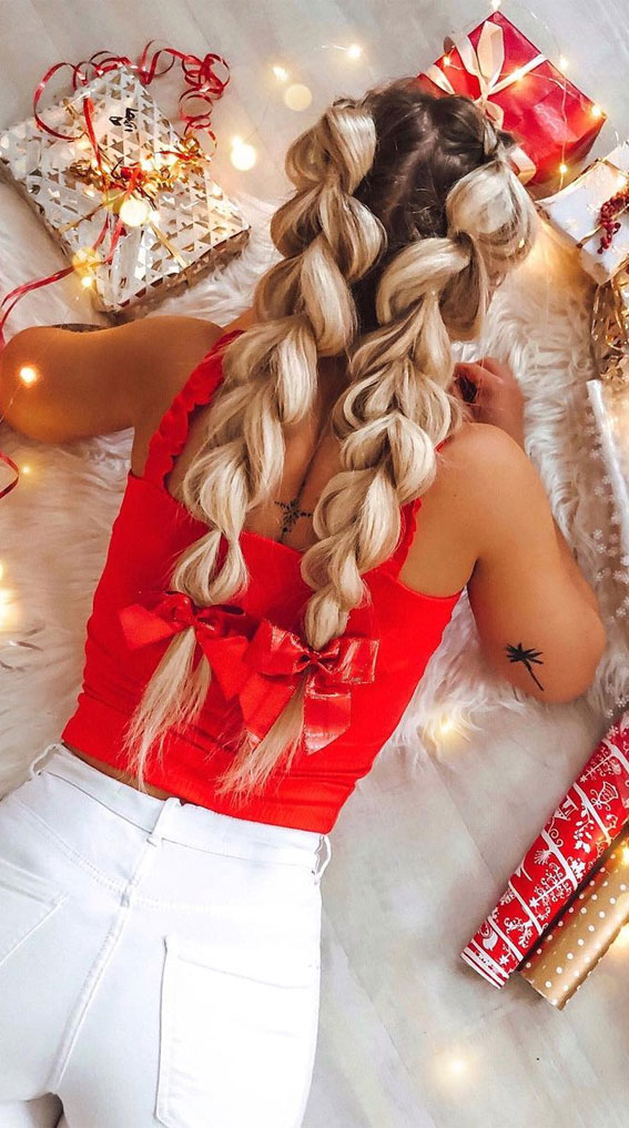 20 Beautiful Hairstyles To Wear In The Festive Season Cute Double Pull Through Braids 
