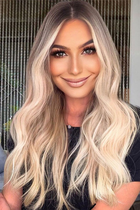 70+ Trendy Hair Colour Ideas & Hairstyles : Colour Melted Vanilla Blonde