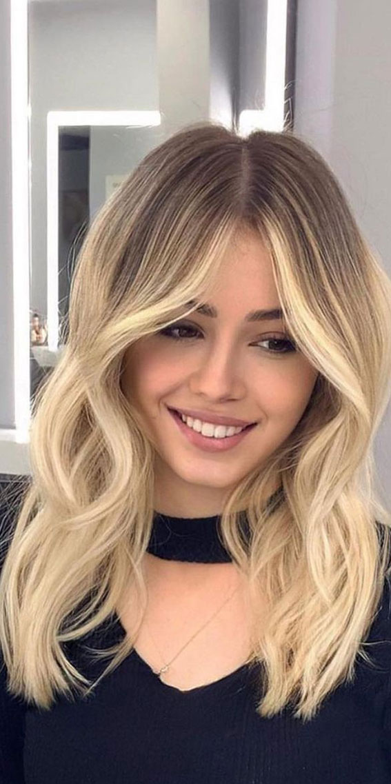 70+ Trendy Hair Colour Ideas & Hairstyles : Light Honey Blonde with Shadow Roots