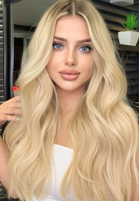 70+ Trendy Hair Colour Ideas & Hairstyles : Stunning Blonde Long Hair