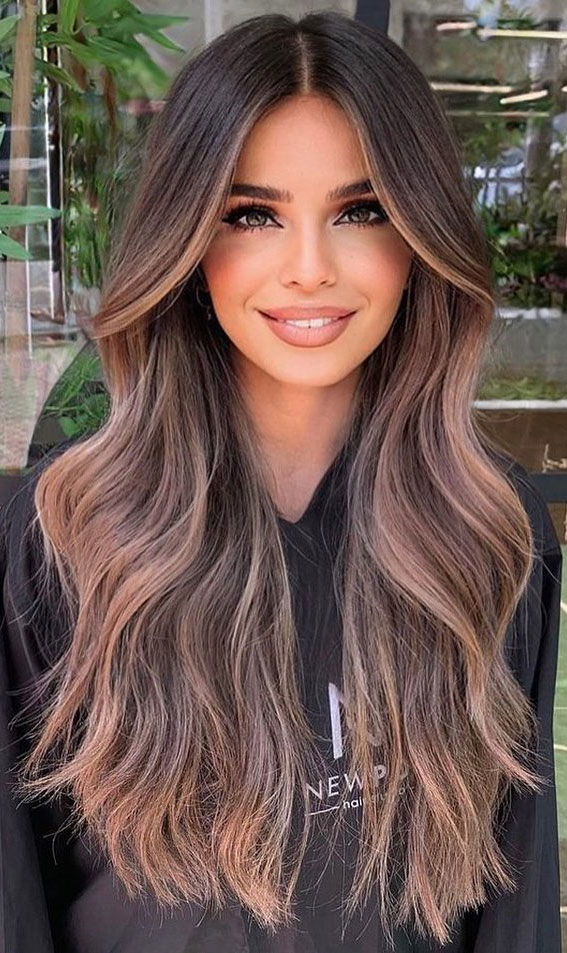 70+ Trendy Hair Colour Ideas & Hairstyles : Cinnamon Brown Balayage