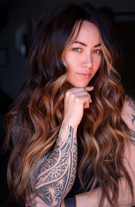 70+ Trendy Hair Colour Ideas & Hairstyles : Red Copper Full Lowlight + Colour Melt