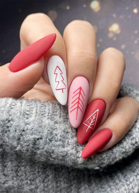 50+ Festive Holiday Nail Designs & Ideas : Matte Gradient Pink Nails