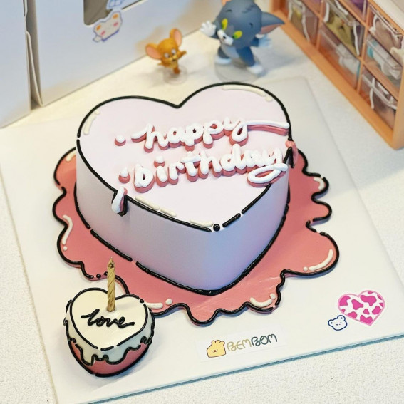 50+ Cute Comic Cake Ideas For Any Occasion : Heart Shaped Comic Cakes
