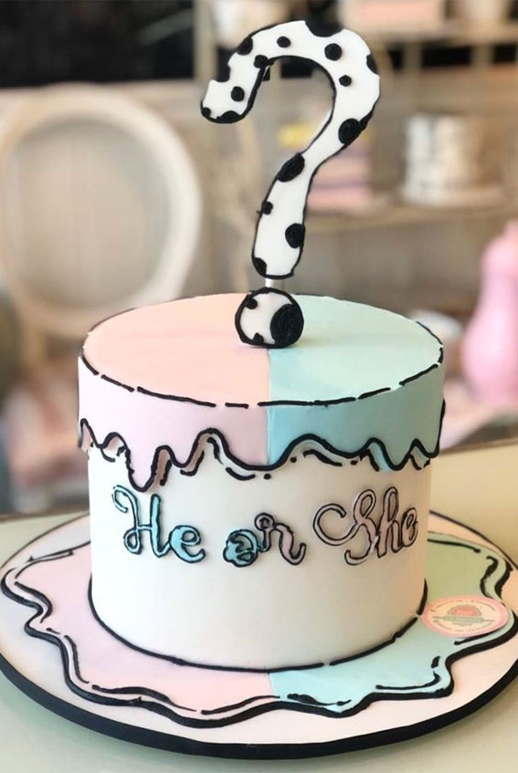 50+ Cute Comic Cake Ideas For Any Occasion : Gender Reveal Comic Cake