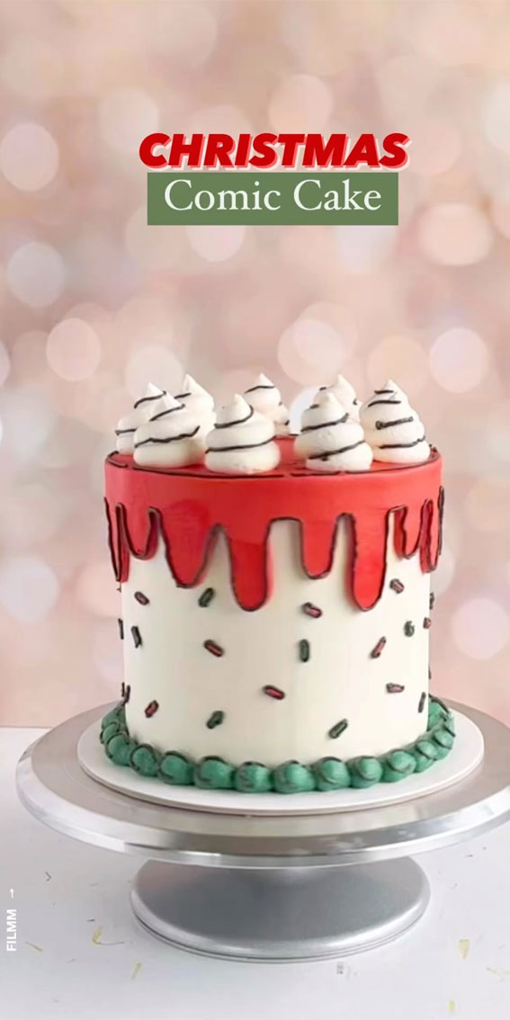 50+ Cute Comic Cake Ideas For Any Occasion : Christmas Comic Cake