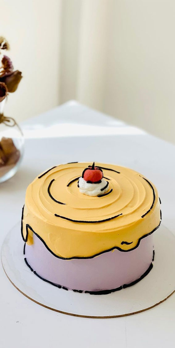 50+ Cute Comic Cake Ideas For Any Occasion : Lavender & Yellow Cake