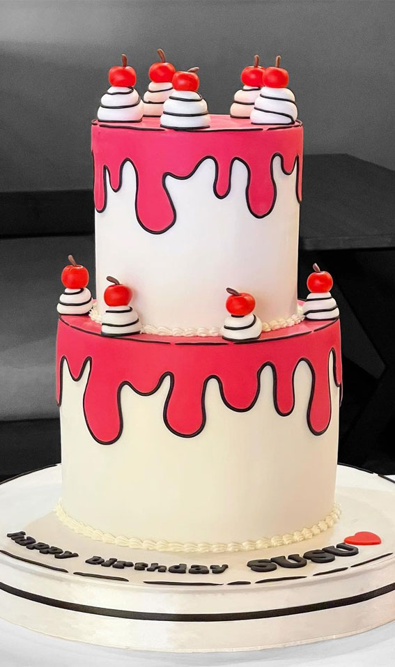 50 Cute Comic Cake Ideas For Any Occasion White Comic Cake Effect 