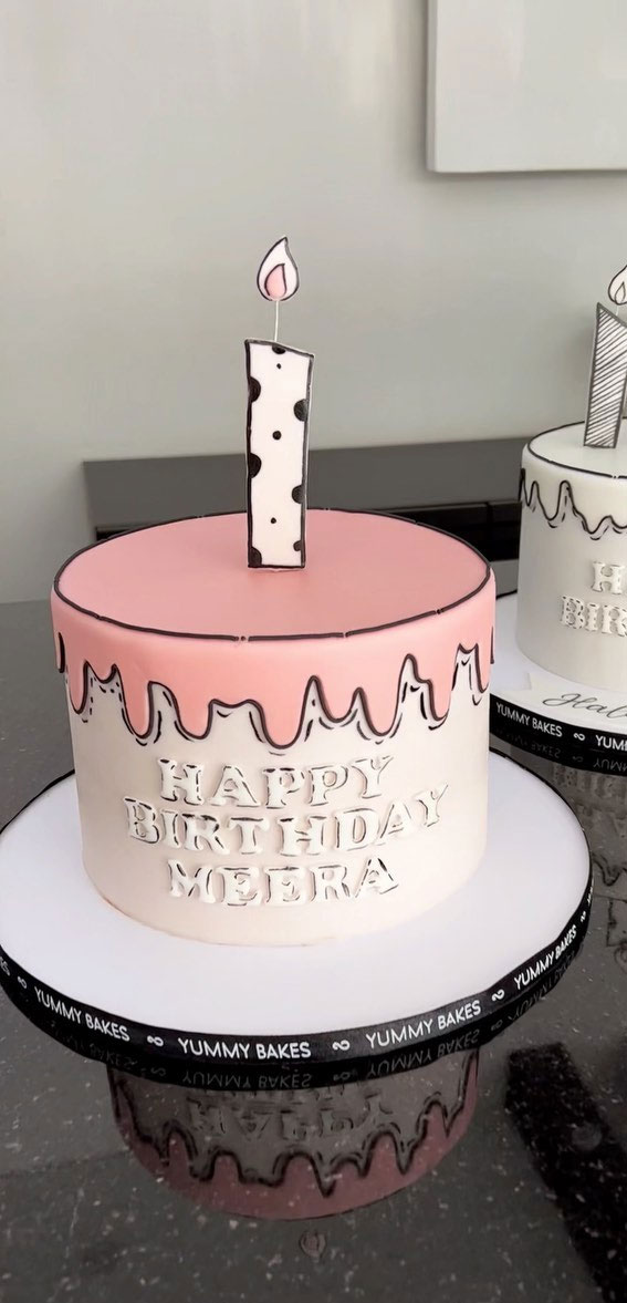 50+ Cute Comic Cake Ideas For Any Occasion : White and Pink Comic Cake