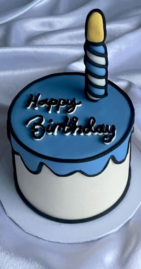 50+ Cute Comic Cake Ideas For Any Occasion : Blue & White Cake