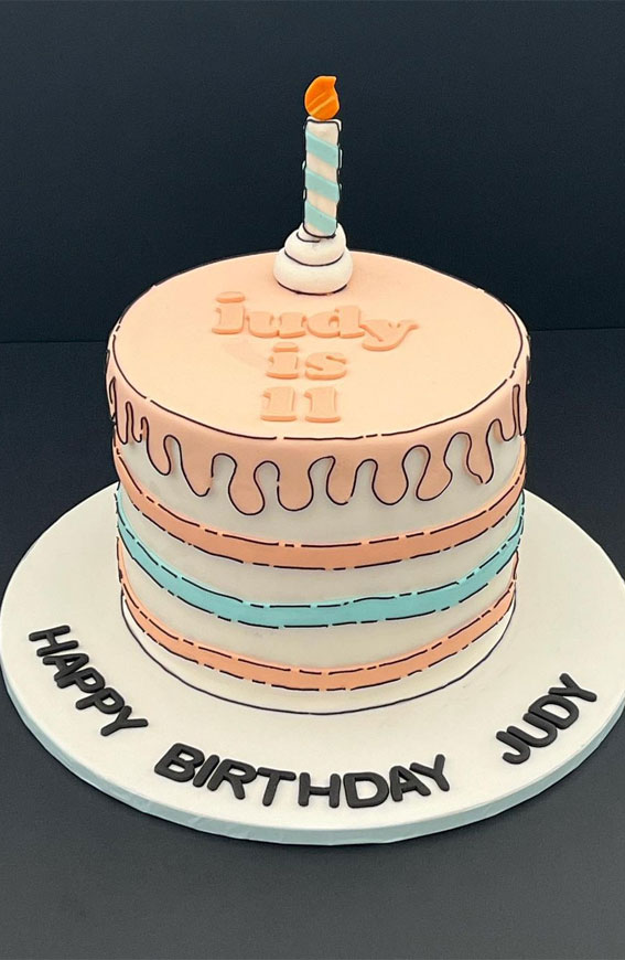 50+ Cute Comic Cake Ideas For Any Occasion : Blue, Peach & White Cake