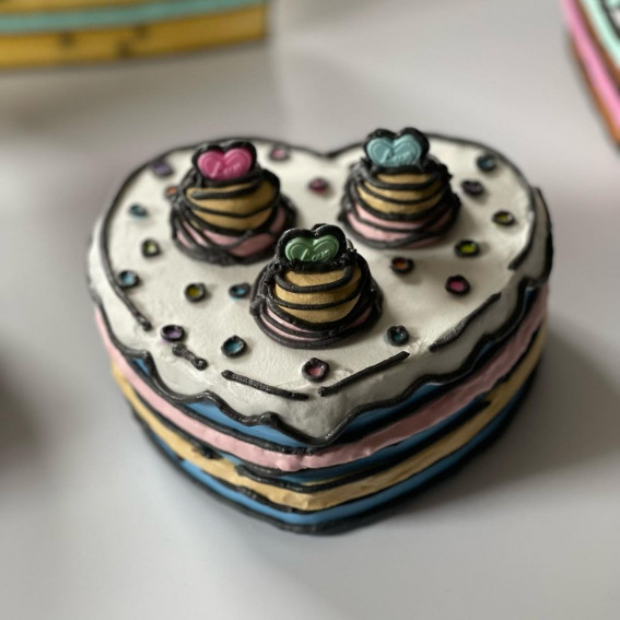 50+ Cute Comic Cake Ideas For Any Occasion : Layered of Rainbow Heart Shaped Cake
