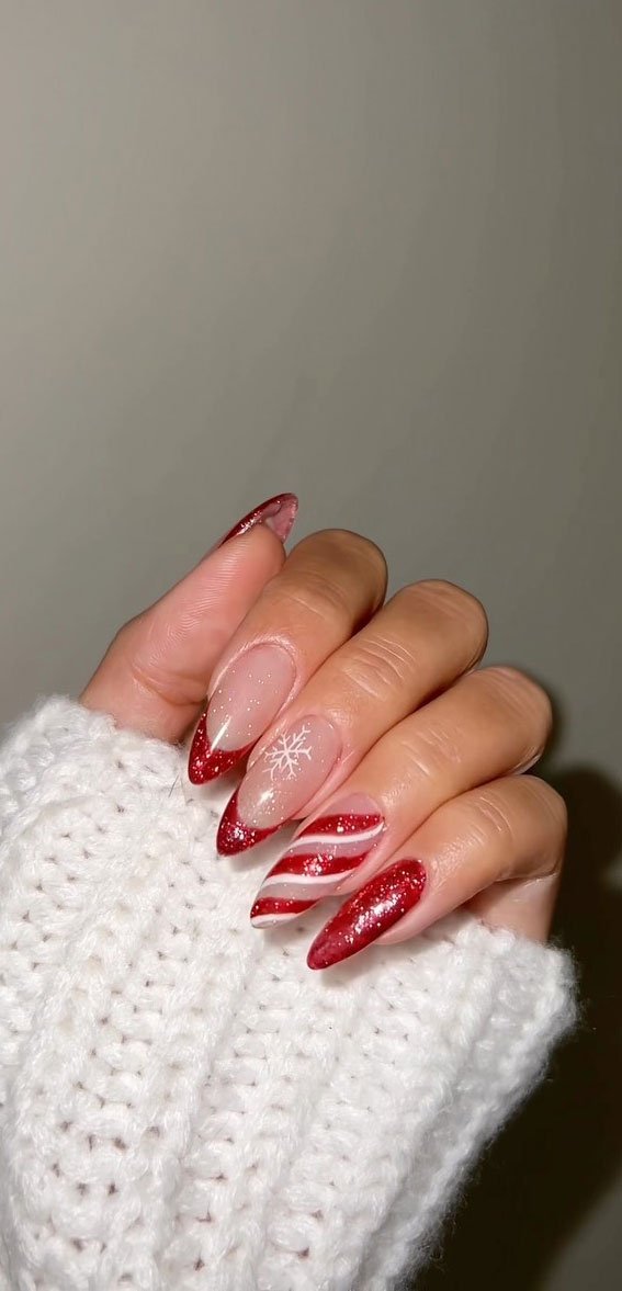50+ Festive Holiday Nail Designs & Ideas : Red Shimmery Nails