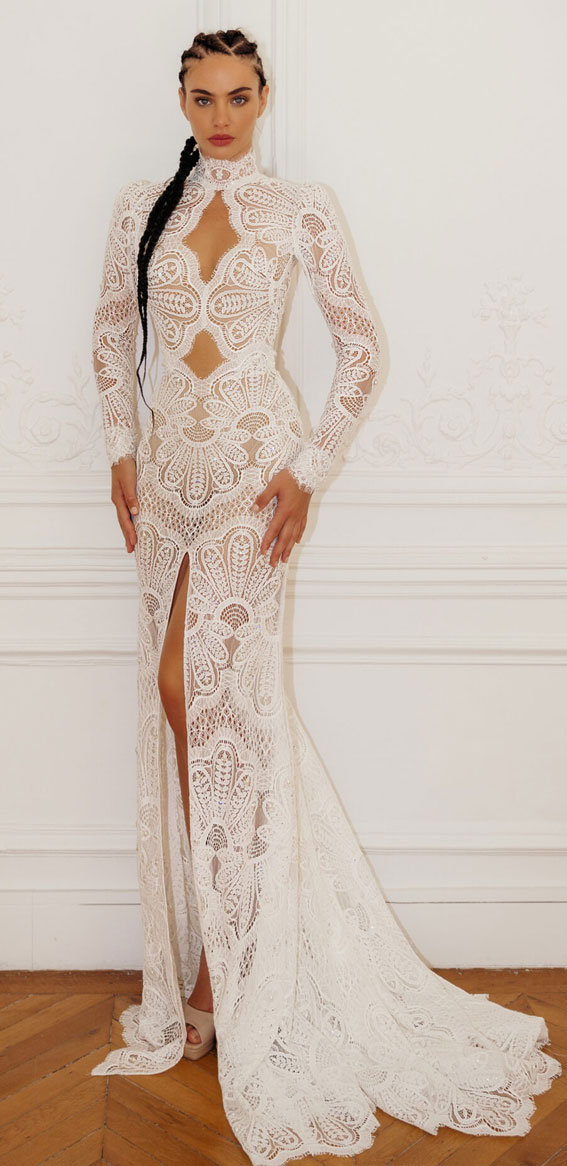 Lior Charchy Paris 2023 Wedding Dresses : High Neck Elegant Bohemian Wedding Dress